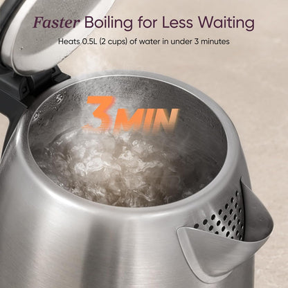 Stainless Steel Electric Kettle, No Plastic Contact with Water, 1.7L | Easy to Clean, Auto Shut-Off, Boil-Dry Protection, Tea Kettle, Hot Water Boiler, 1500W3