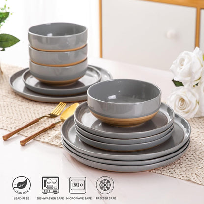 Dinnerware Sets for 8, 24 Pieces Ceramic Plates and Bowls Set6
