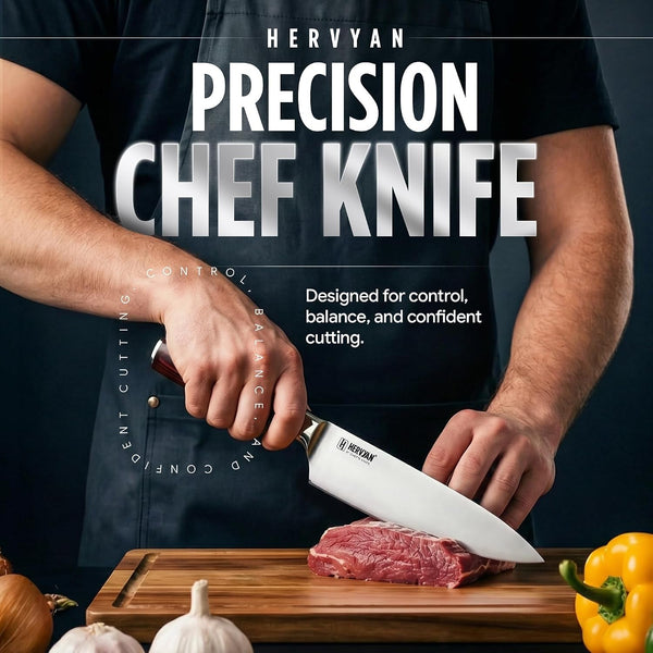 8 Inch Professional Chef Knife - Ultra Sharp German-Inspired Precision Blade High-Carbon Stainless Steel, Ergonomic Pakkawood Handle, Blade Guard and Gift Box for Home Cooks and Restaurants2