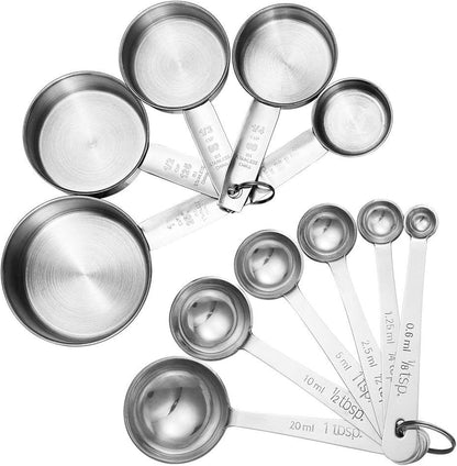 11 Piece Stainless Steel Measuring Spoons Cups Set, Premium Stackable Tablespoons Measuring Set for Gift Dry Liquid Ingredients Cooking Baking1