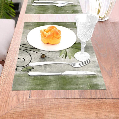 Floral Place Mats Set of 4, 12X18 Inches Rustic Sage Green Daisy Flower Decorative Placemats Rectangle Floral Linen Table Mats for Party Home Kitchen,Dining Table Decoration7