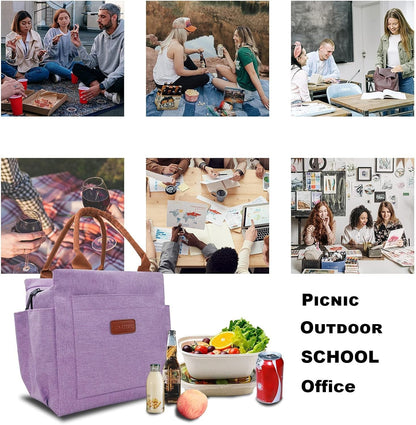 Lunch Bag Women, Reusable Leakproof Insulated Lunch Box- Purple7