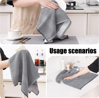 380 GSM Cotton Premium Kitchen Towels 6 Pack, 18"X 28", Grey4