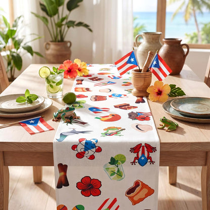 3 Pcs 13" X 72" Puerto Rico Table Runners Rican Birthday Party Supplies Linen Table Runners Decoration for 250Th Anniversary Pr Festivals Patriotic Dining Room Home Kitchen Island Decor6