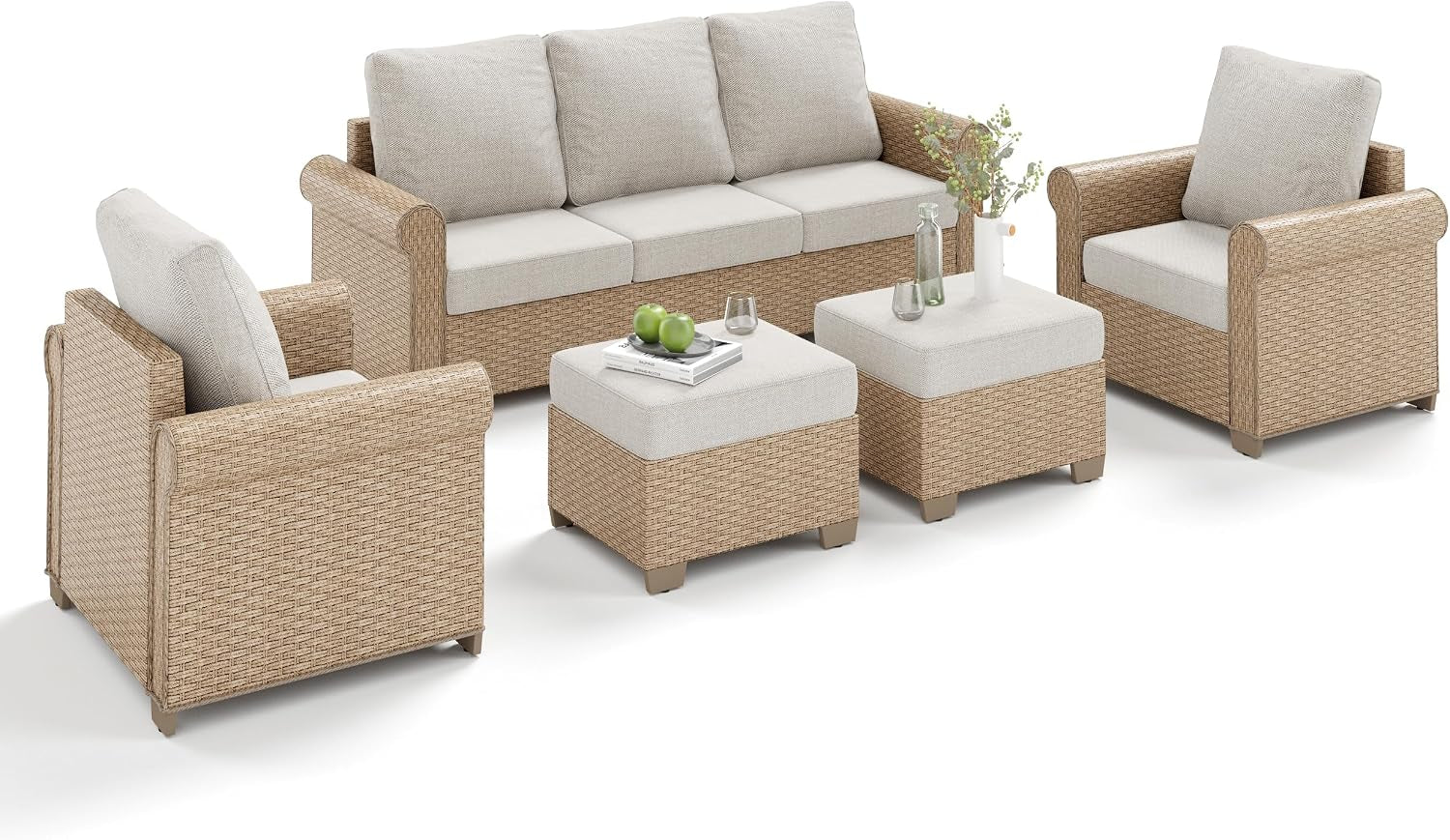 5-piece-wicker-patio-conversation-set-beige