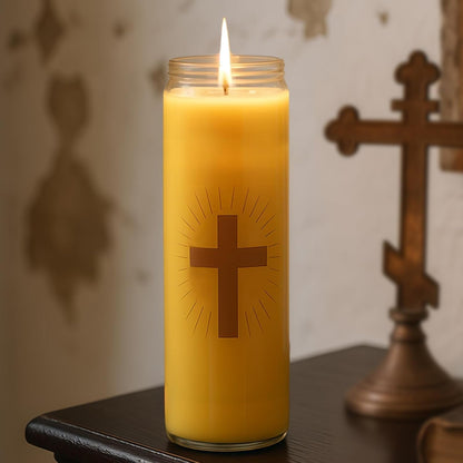 Beeswax Prayer Candles, 7 Day Catholic Candle in Glass1