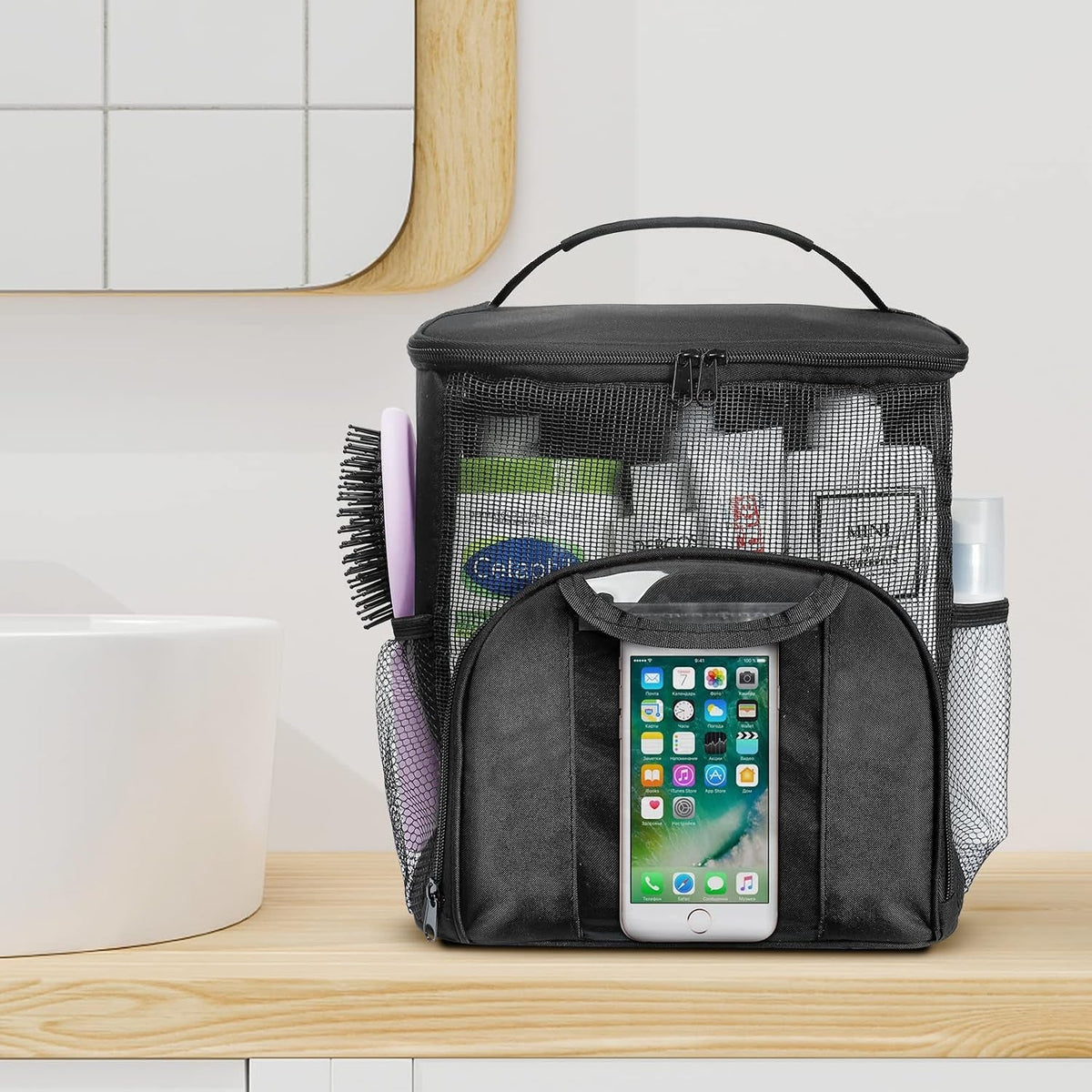 mesh-shower-caddy-portable-dorm-room-essentials-toiletry-tote-bag