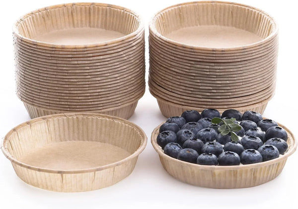 50Pcs Paper Mini Tart Pans, 4 Inch Mini Pie Tins, Disposable | Non-Stick, Unbleached, Mini Quiche Pans,Oven Safe, Microwave Safe, Freezer Safe, Shallow Bakeware Cups1