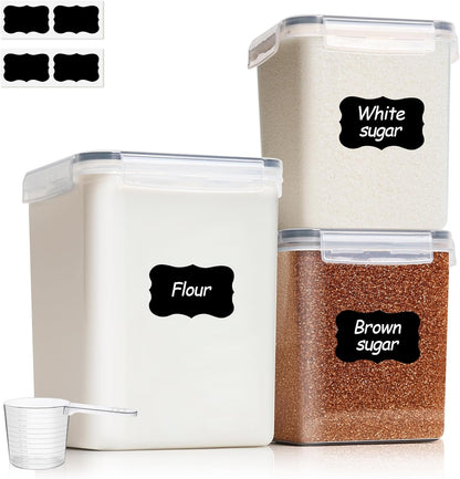 Airtight Flour and Sugar Container 2.6Qt & 5.5Qt 3Pack, Wide Mouth1