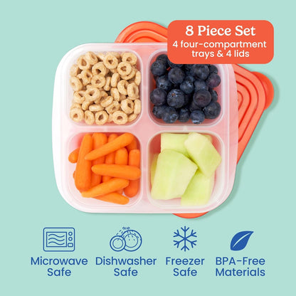 Bentgo Easyboxes 4-Compartment Snack Containers - 8-Piece Set with 4 Trays & 4 Custom-Fit Lids to Seal in Freshness - Reusable Food Storage & Meal Prep Bento Bpa-Free Containers (Classic 4-Pack)3