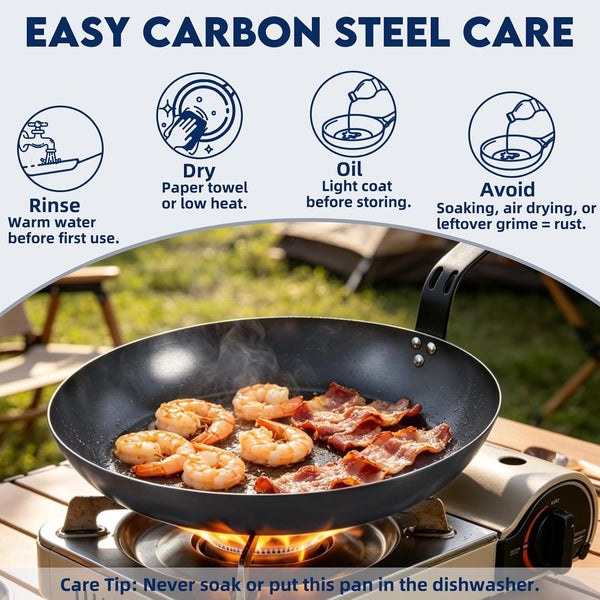 10" Carbon Steel Frying Pan, Pre-Seasoned Nonstick & Chemical-Free | Detachable Silicone Handle Cover, Oven & Dishwasher Safe, Induction Compatible, Chemical-Free Cooking Surface7