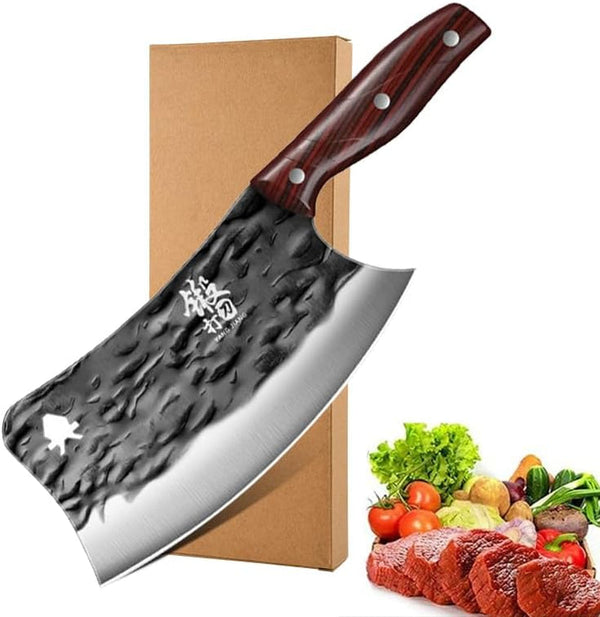 Meat Cleaver,Cleaver Knife 8 Inch Chopping Knife, Chopping and Cutting Dual Purpose Knife, Kitchen Boning Knife, Food Cutting Tool, LAMAJIGA58441