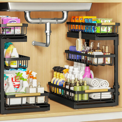 Under Sink Organizer and Storage for Bathroom and Kitchen - 2 Pack 3 Tier1