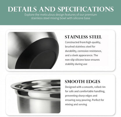 3-Piece Black Stainless Steel Mixing Bowls Set with Non-Slip Silicone Base7