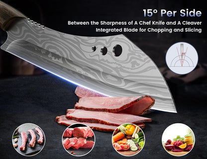 Butcher Knife Set, Cleaver, Breaking & Boning Knife for Meat & BBQ | Japanese Style High Carbon Steel Kitchen Knives Set for Brisket Slicing, Wenge Wood Full Tang Ergonomic Handle, Ideal Gift5