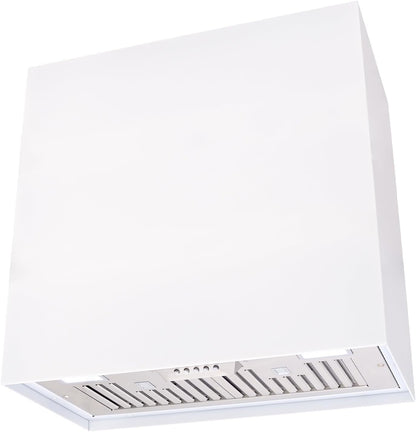 Stainless Steel Range Hood, Modern Box Kitchen Hood with Powerful Vent Motor, Wall Mount, 30”W*30”H*14D, Signal White (AK-HS30H-SW)1