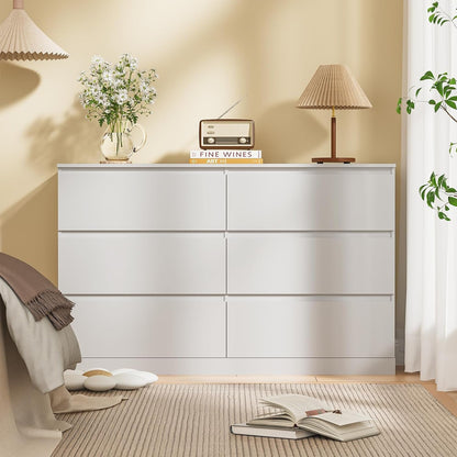 Dresser for Bedroom with 6 Drawers, 14.2" D X 47.2" W X 29.5" H, White5