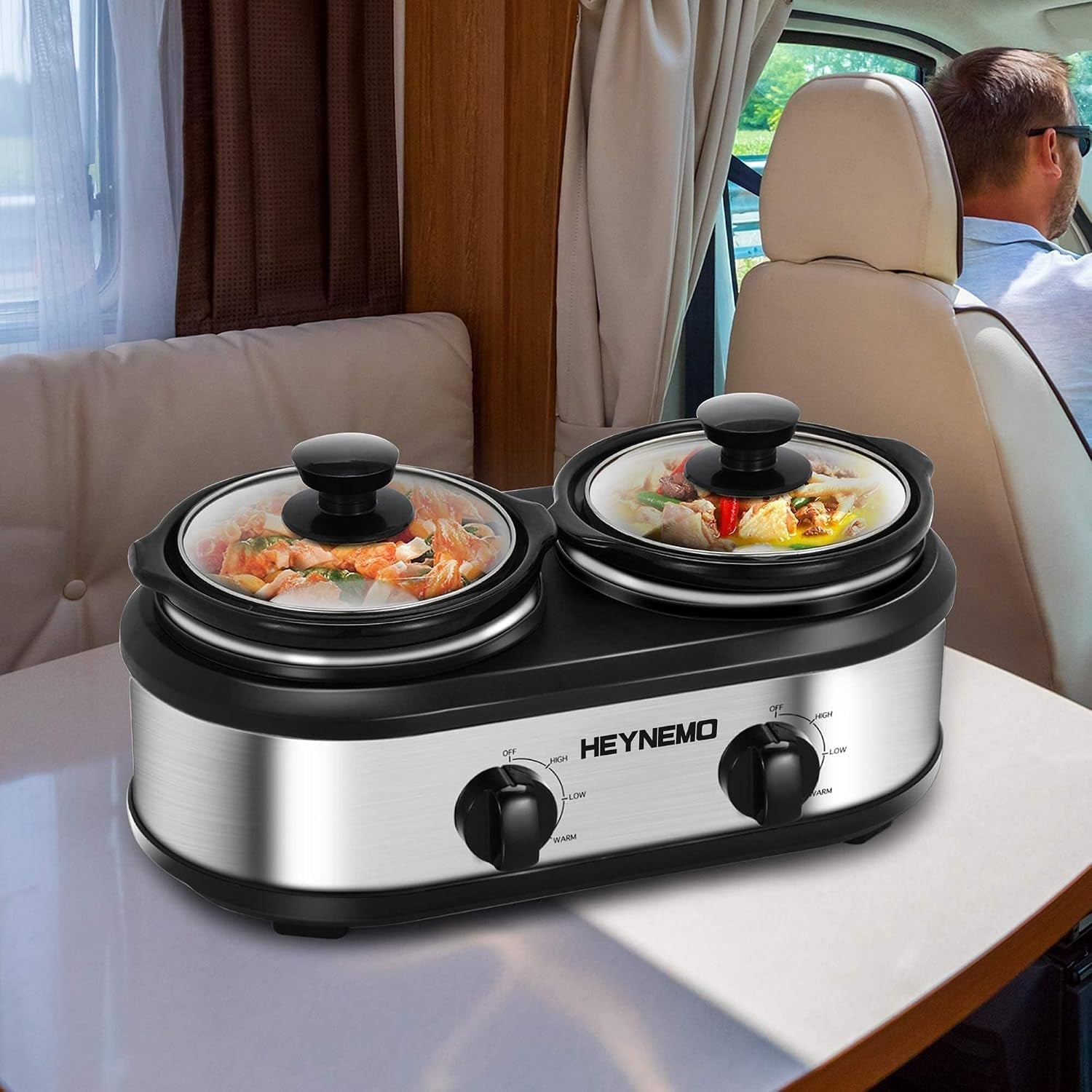 double-slow-cooker-buffet-servers-and-warmers-dual-2-pot-slow-cooker-food-warmer-adjustable-temp-dishwasher-safe-removable-ceramic-pot-glass-lid-2-x-1-25-qt-portable-small-crock-cooker