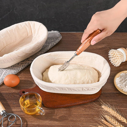 " Premium round Bread Banneton Basket with Liner - Perfect Brotform Proofing Basket for Making Beautiful Bread (10"" Oval (2X Count))"3