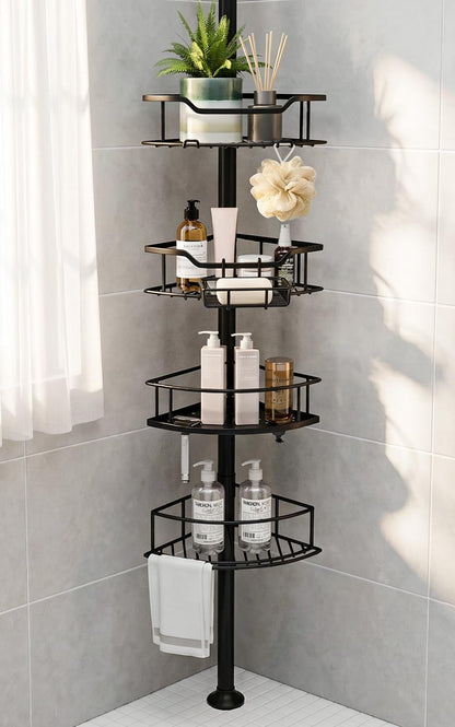 Corner Shower Caddy Tension Pole, Bathroom Organizer for Renters1