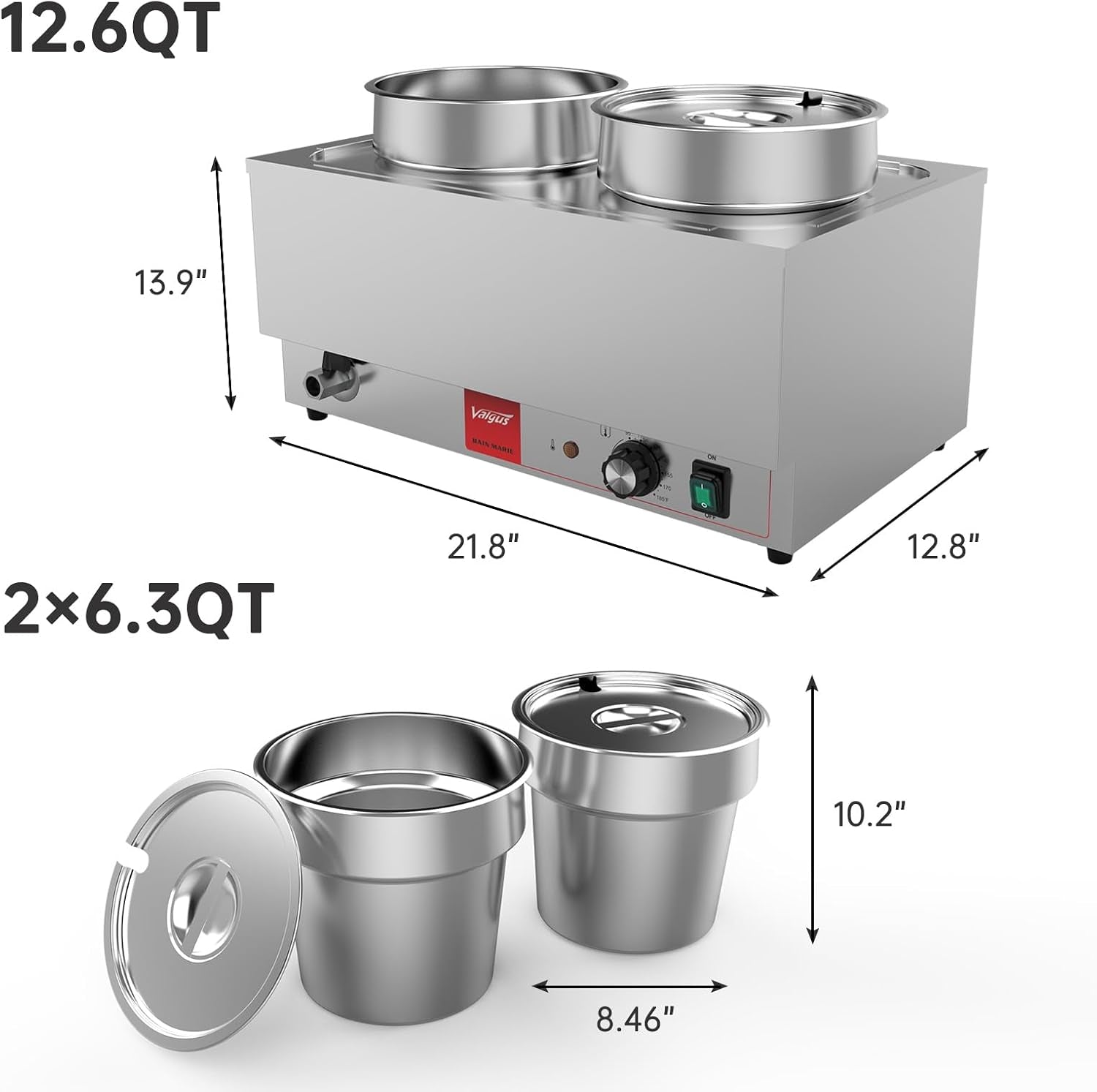 commercial-stainless-steel-bain-marie-food-warmer-2-round-pots-1200w-adjustable-heat-control-95-185-electric-soup-warmer-with-lid-and-tap-for-home-catering-buffet