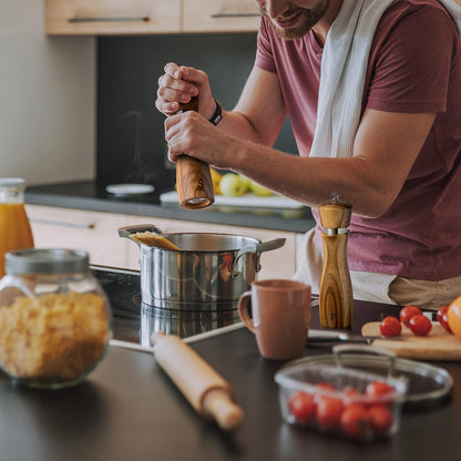 Wooden Salt and Pepper Grinder Set: Refillable Salt & Pepper Mills Adjust for Customized Coarseness, Crafted of Solid Acacia Wood with Ceramic/Stainless Steel Core, 8 Inches Each6
