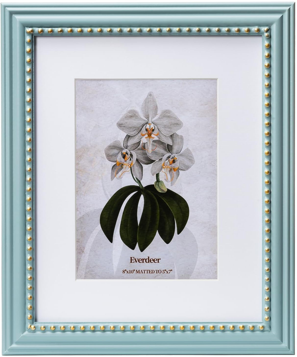 8x10-blue-picture-frame-engineered-wood-with-real-glass-gold-beaded-border-matted-to-5x7-vertical-and-horizontal-for-tabletop-or-wall-hanging