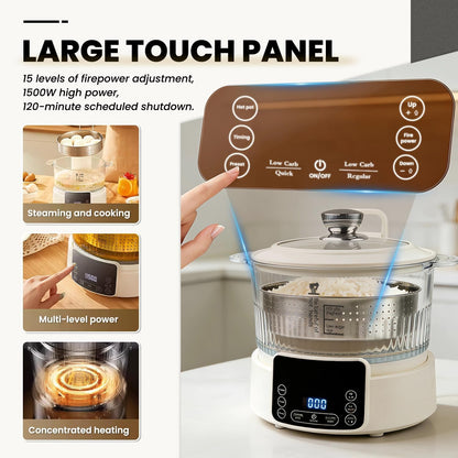 Low Carb Rice Cooker, Multifunction Smart Rice Cooker | Transparent and Visible Food Steamer with Auto Lift Filter Basket5