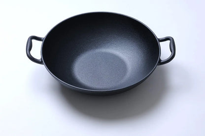 Cast Iron， Pre-Seasoned Wok 12.5" with Wood Spatula and Wood Lid2