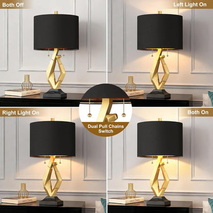 Modern Black and Gold Lamp Set of 2, Sculptural Table Lamps for Living Room4