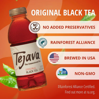 Original Unsweetened Black Iced Tea, 16.9 Fl Oz, Pack of 12 | Bpa-Free 30% Rpet Bottles, Java Black Tea Leaves, No Sugar, No Sweeteners, 33 Mg Caffeine per 8 Oz3
