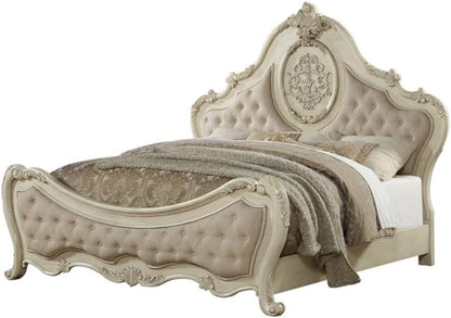 Ragenardus Queen Bed - 27010Q - Beige Linen & Antique White1