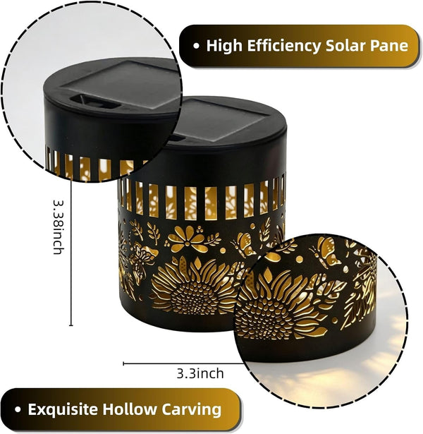 Solar Outdoor Fence Lights Decoration 2 Pack, Solar Wall Step Deck Lights Outdoor Garden Decor with Hummingbird Sunflower Theme for Yard Art Porch Patio Backyard Decor, Gifts for Mom Women3