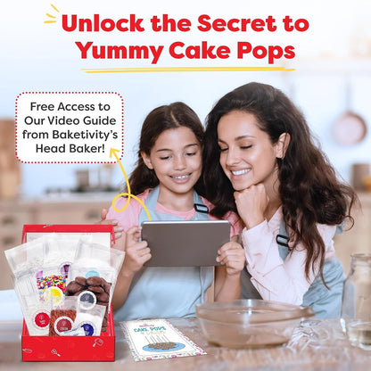 DIY Cake Pop Kids Baking Kit with Pre-Measured Ingredients | Bake 10–12 Treats with Decorating Supplies, Activity Book, and Simple Recipe Gift Idea for Boys and Girls Ages 4-127
