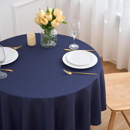 Navy Blue 6 Pack round 60 Inch Tablecloth, Premium Polyester Table Cloth Washable Table Cover Stain and Wrinkle Resistant Decorative Table Cover for Party Wedding2