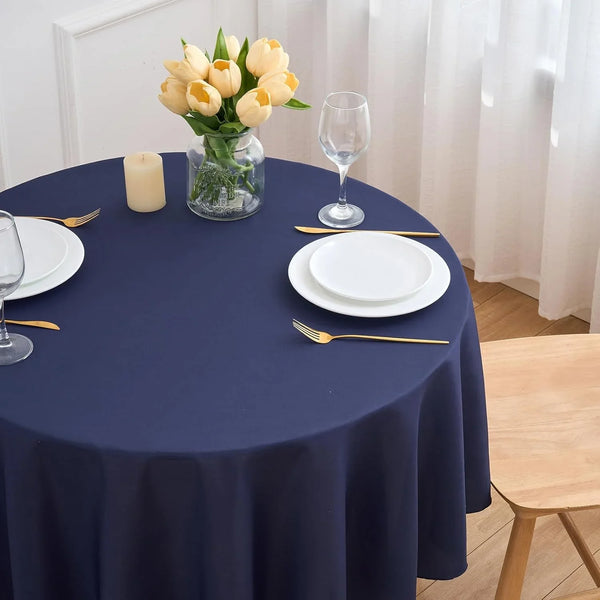 Navy Blue 6 Pack round 60 Inch Tablecloth, Premium Polyester Table Cloth Washable Table Cover Stain and Wrinkle Resistant Decorative Table Cover for Party Wedding2