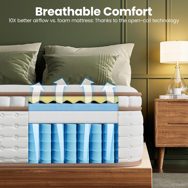 Queen Size Mattress 12 Inch, Breathable Hybrid Mattress in a Box3