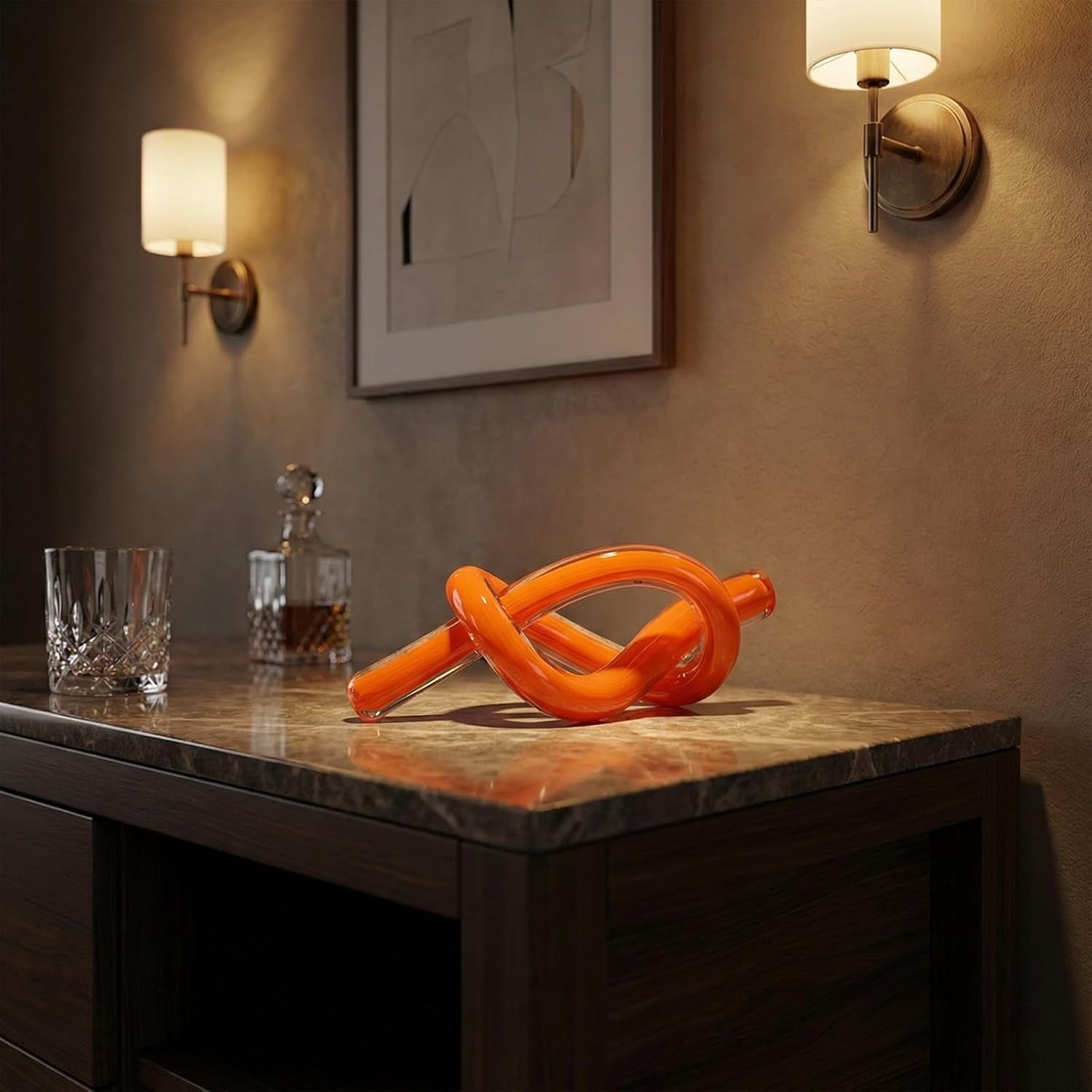 orange-abstract-glass-knot-sculpture-hand-blown-glass-decor-for-coffee-table-tv-cabinet-shelf-or-mantel-accent-modern-knot-art-for-coastal-living-room-tabletop-knick-knacks
