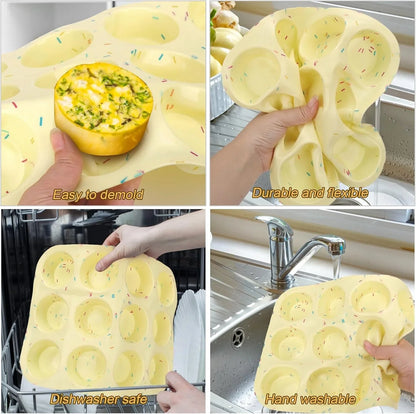 Silicone Egg Bite Molds, 2Pack 12-Cavity Muffin Pan for Baking, Tarts, Nonstick Cupcake Pan6