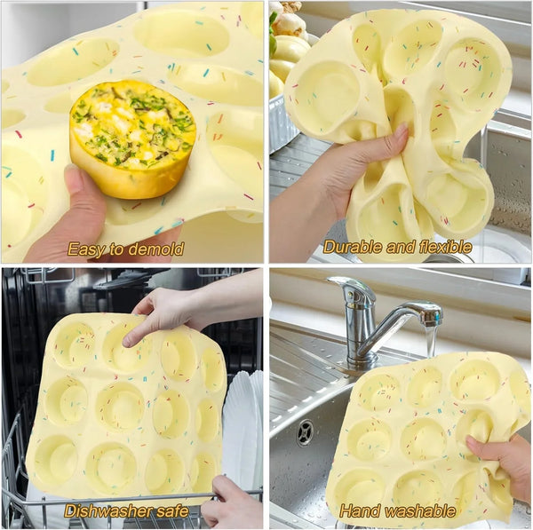 Silicone Egg Bite Molds, 2Pack 12-Cavity Muffin Pan for Baking, Tarts, Nonstick Cupcake Pan6