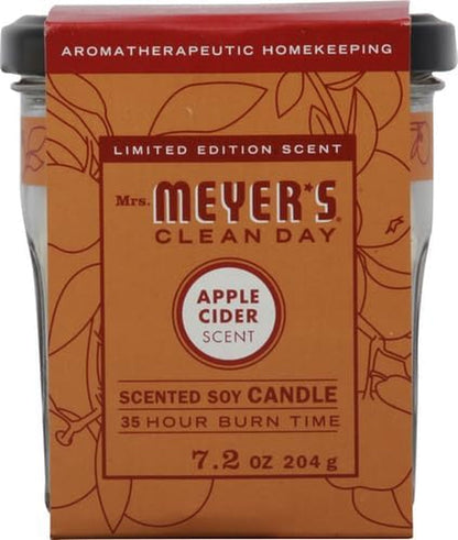 MRS. MEYER'S CLEAN DAY, Scented Soy Aromatherapy Candle, 35 Hour Burn Time, Made with Soy Wax and Essential Oils, Apple Cider, 7.2 Ounce2