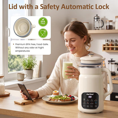 8 in 1 Nut Milk Maker Machine, 60Oz Soybean Milk Blender for Homemade Almond, Oat, Coconut, Soy, Plant Based Milks and Non Dairy Beverages with Auto Clean/24H Delay/Keep Warm/Boil Water6