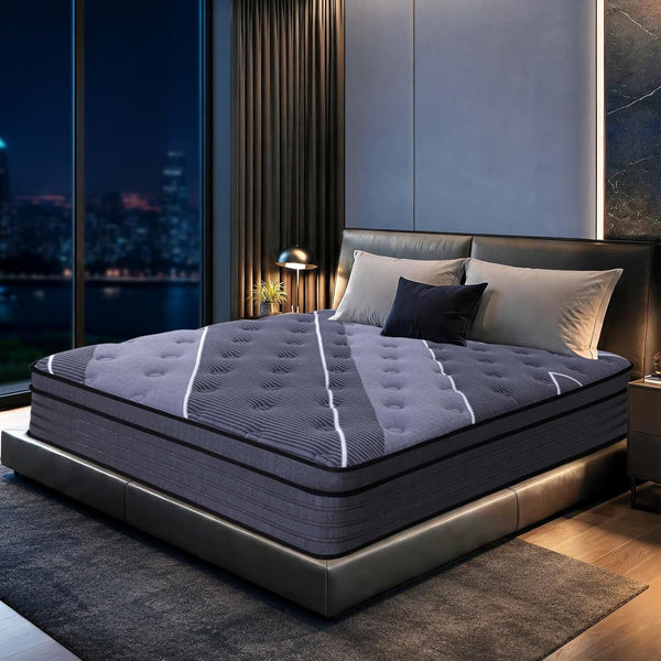 Queen Mattress 12 Inch, Upgraded Luxury Cooling Hybrid Mattress,Medium Firm1