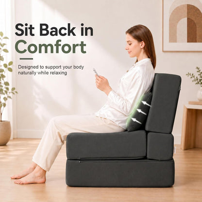 Folding Sofa Bed, Convertible Sleeper Chair, No Assembly, Black5