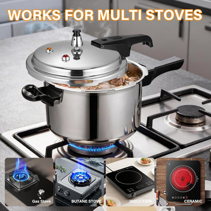 4.2 Quart Aluminum Pressure Cooker Stovetop Fast Cooking Pot Pressure Canner Compatible for Induction Cookers and Gas Stoves, Silver (4L)6