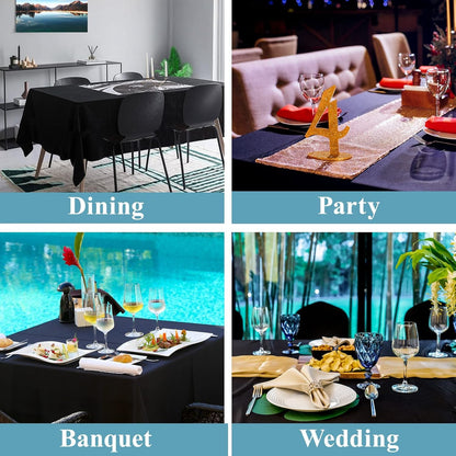 2 Pack 90 * 132Inch Black Rectangle Tablecloth for 6Ft Tables6