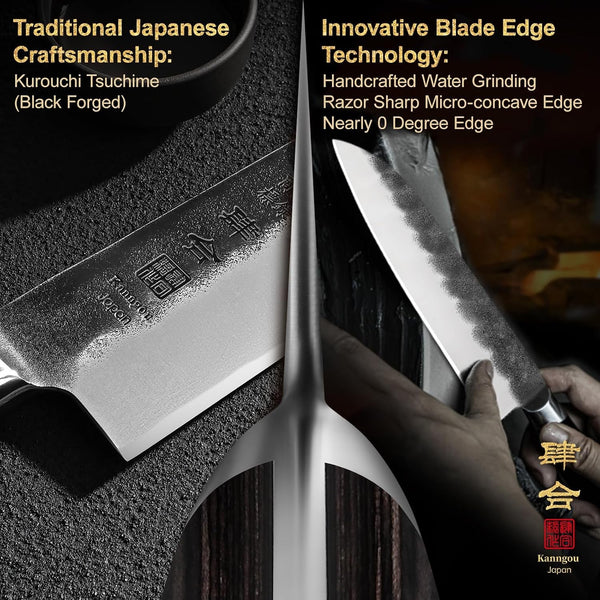 7 Inch Santoku Knife, Black Forged Japanese Chef Knife with AUS-8 Alloy Steel, Japanese Santoku Knife with Full Tang Pakkawood Handle, Christmas Gift with Premium Box (7 Inch Santoku Knife)4