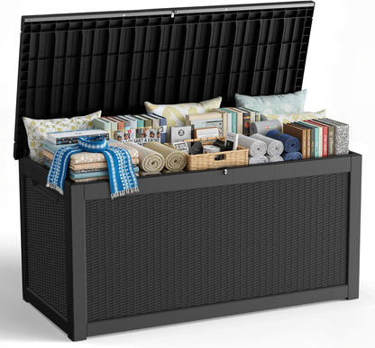 320 Gallon Outdoor Storage Box,Waterproof Patio Organizer, Black | Deck Box, Storage Container, Patio Furniture Cushions, Garden Tools, Pool Accessories1