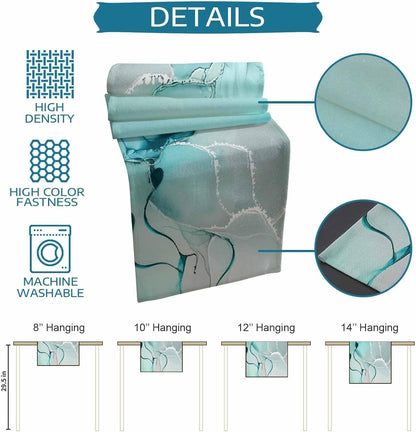 Marble Turquoise Teal Aqua Table Runner 108 Inches Long,Cotton Linen Modern Kitchen Dinner Dining Table Runners Decor Long Dresser Scarf,Burlap Tablerunner for Coffee/Dining/Party/Wedding Table7