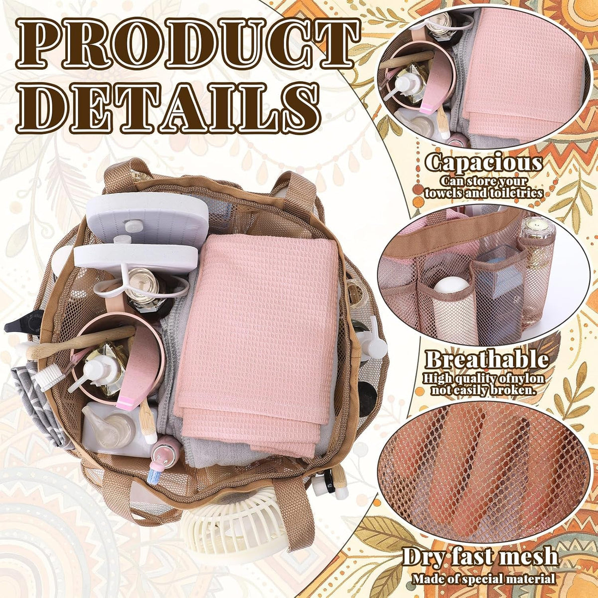 mesh-shower-caddy-for-college-dorm-double-handles-ochre